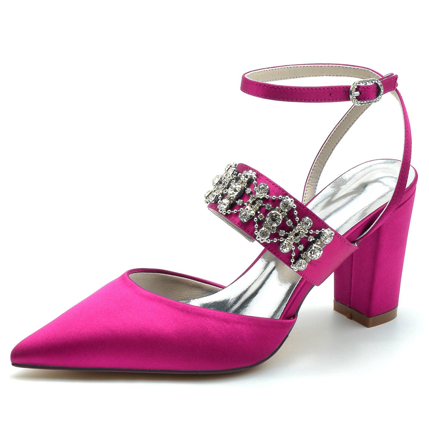 Chunky Heel 8.5cm Silk-Like Shoes CK0200 - COCOMELODY