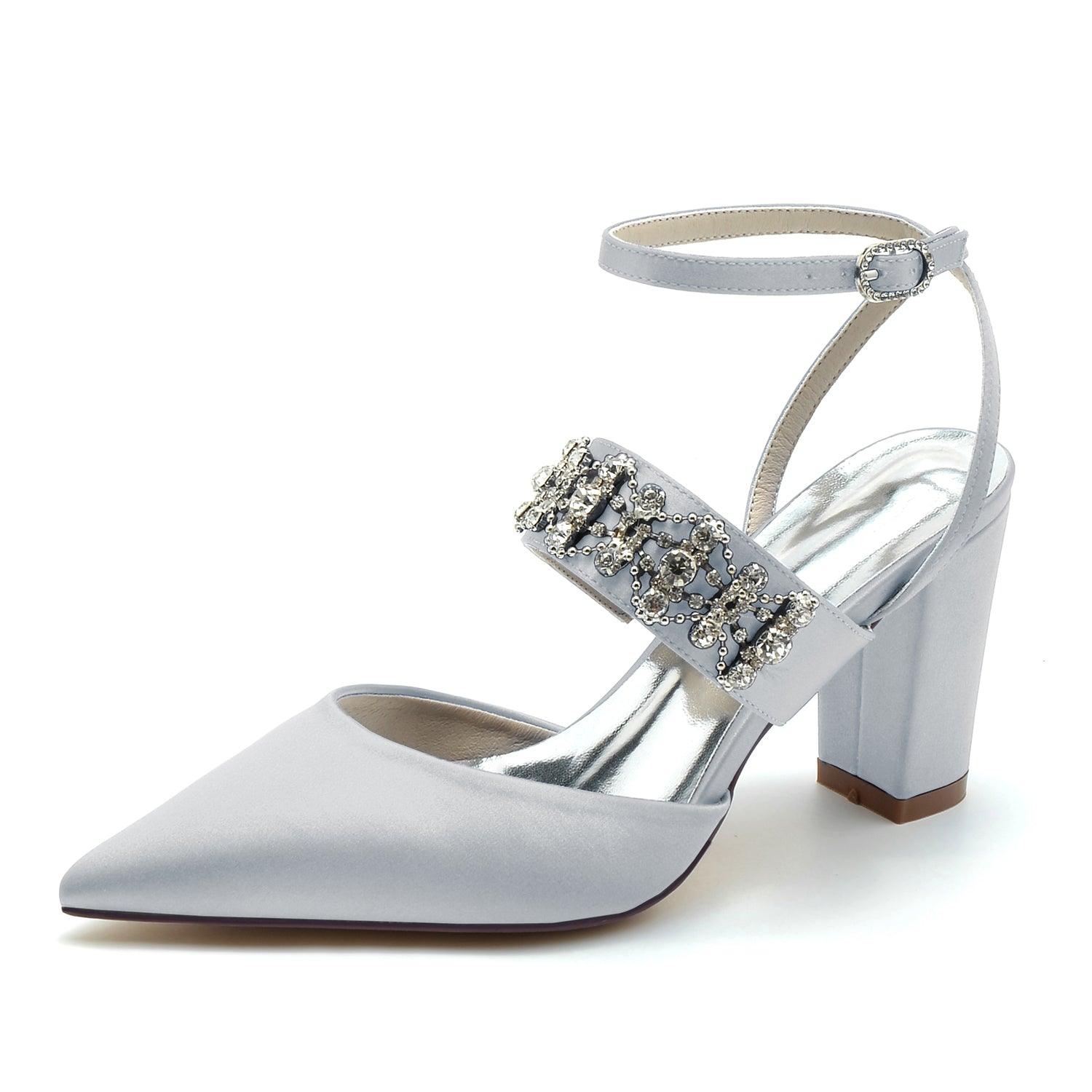 Chunky Heel 8.5cm Silk-Like Shoes CK0200 - COCOMELODY