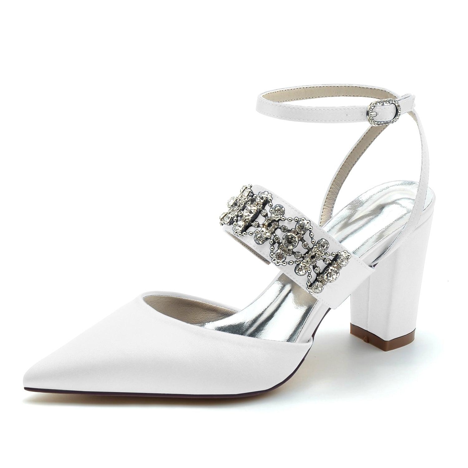 Chunky Heel 8.5cm Silk-Like Shoes CK0200 - COCOMELODY