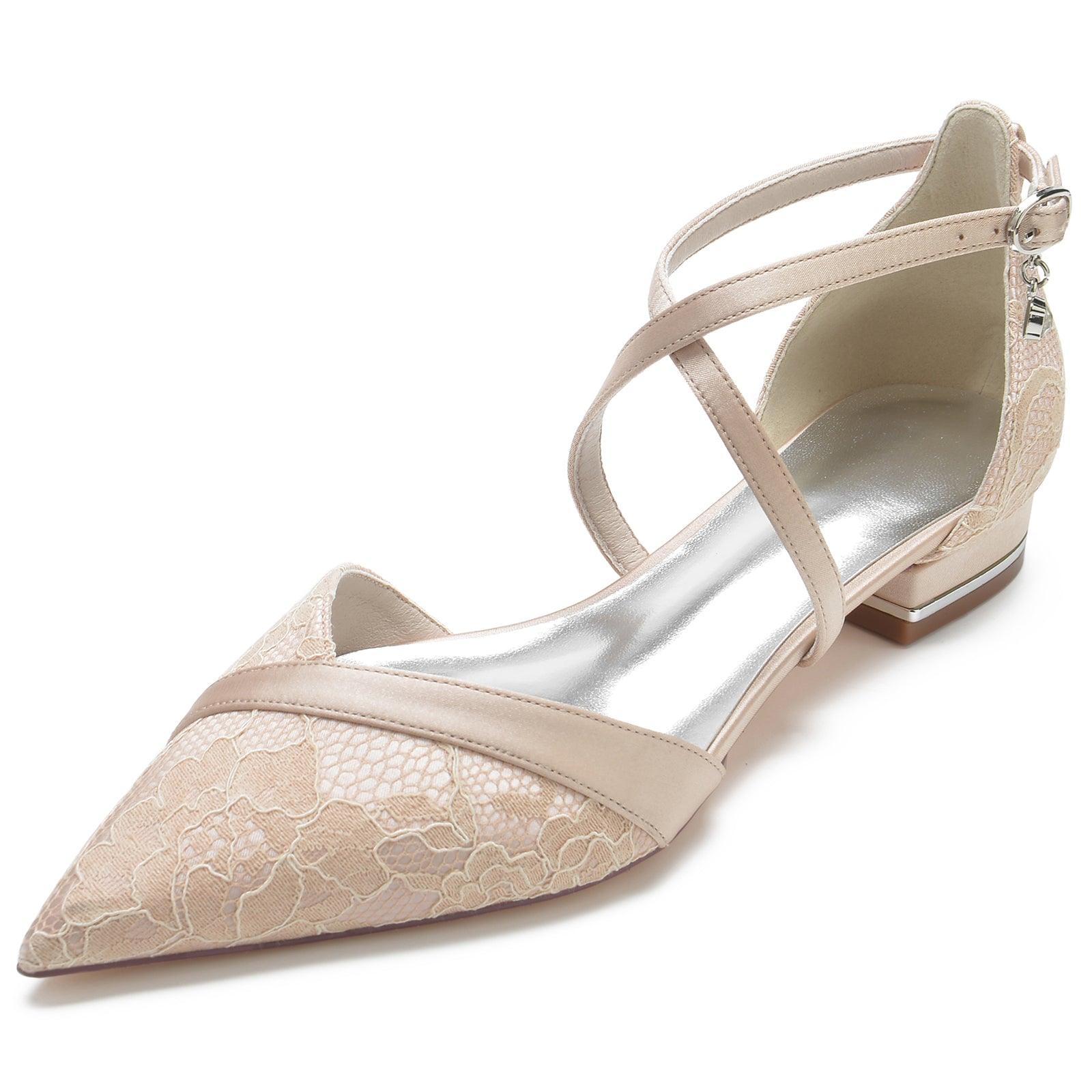 Flat Heel 2.5cm Silk-Like Lace Shoes CK0274 - COCOMELODY