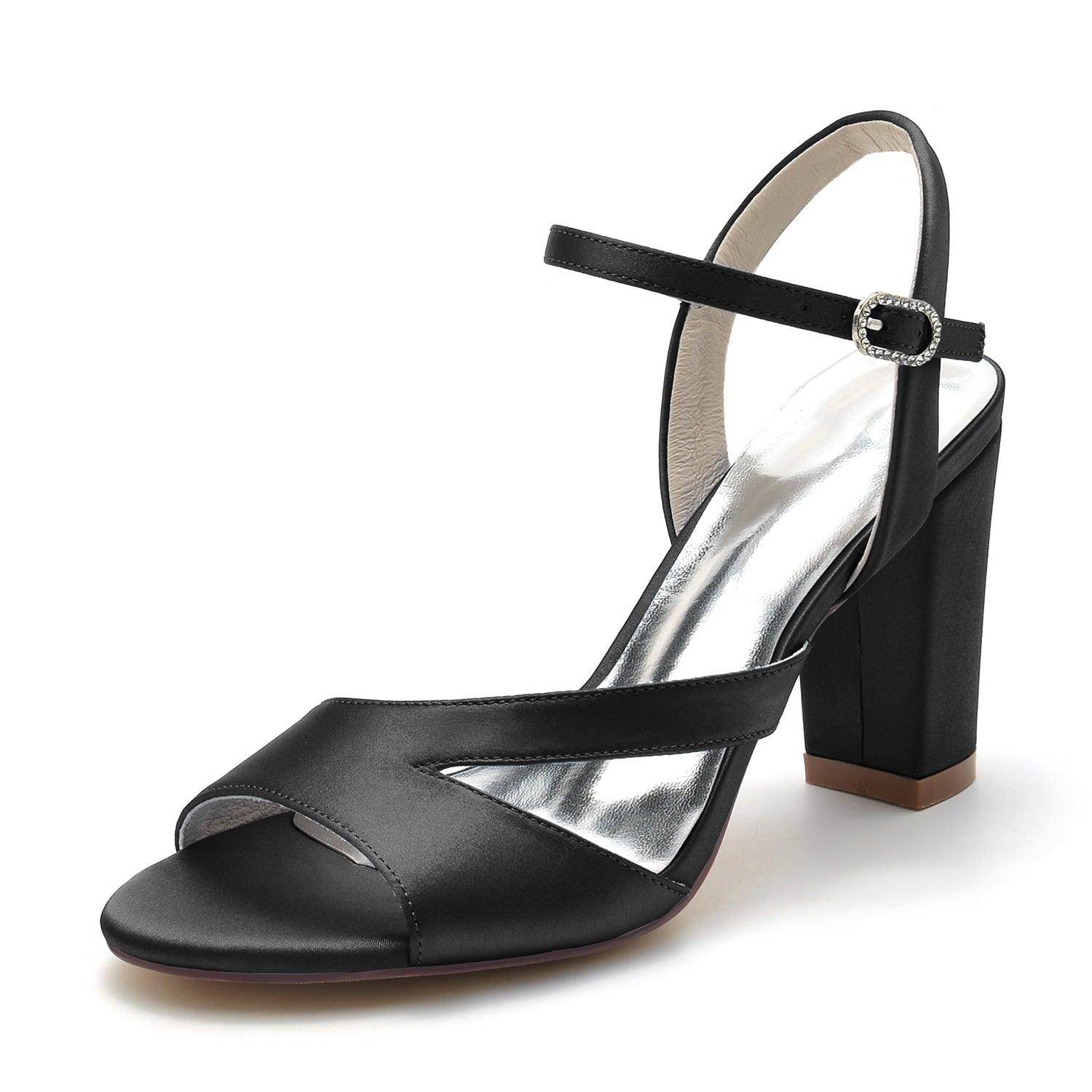 Chunky Heel 8.5cm Silk-Like Shoes CK0295 - COCOMELODY