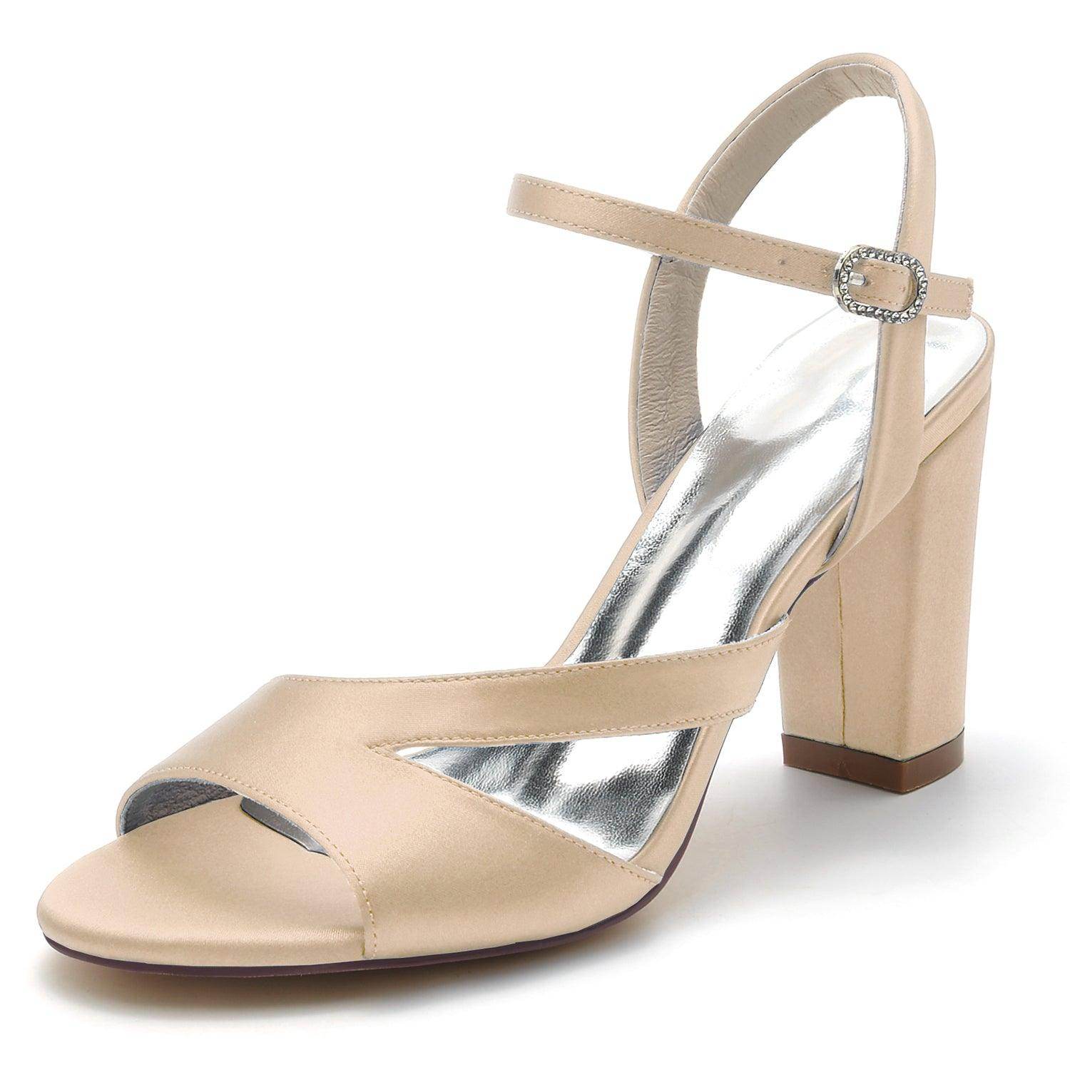 Chunky Heel 8.5cm Silk-Like Shoes CK0295 - COCOMELODY