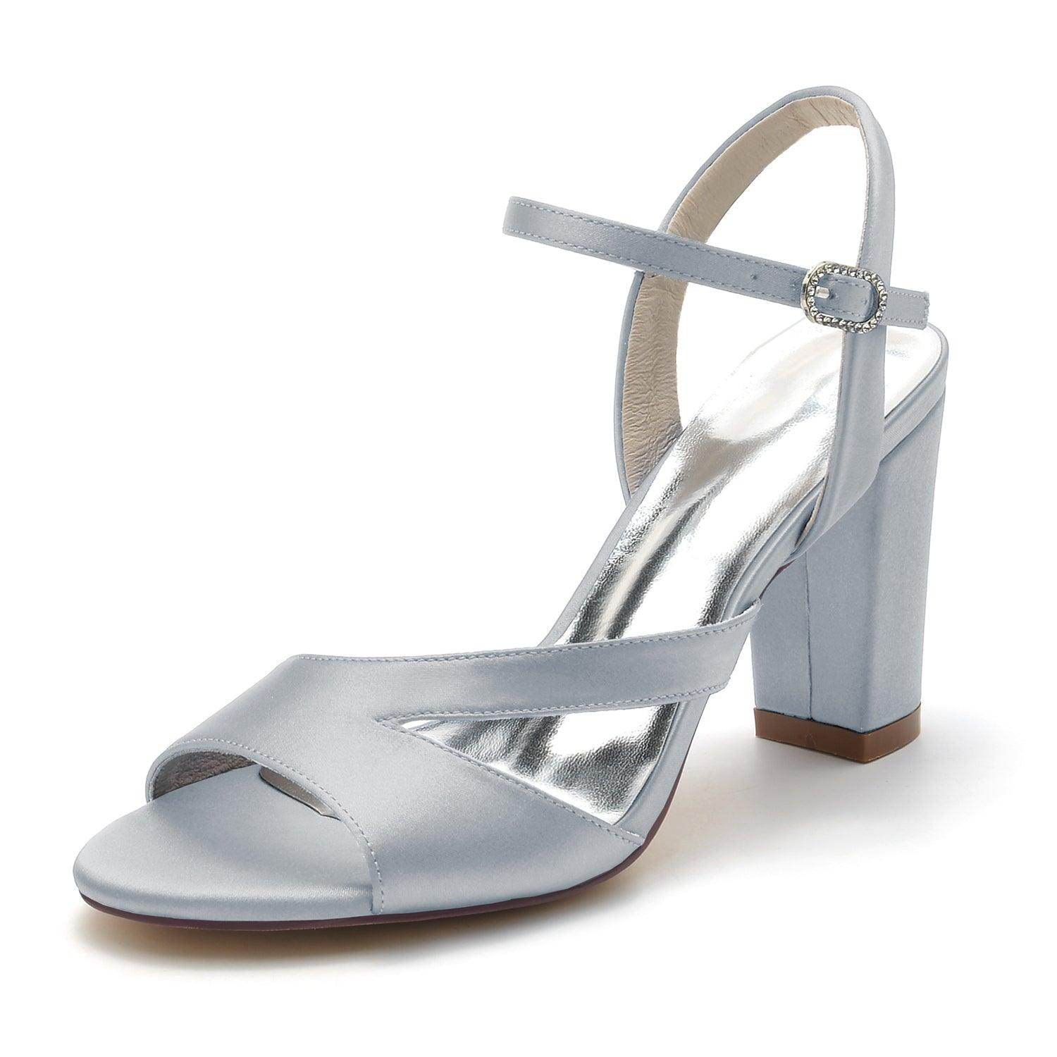 Chunky Heel 8.5cm Silk-Like Shoes CK0295 - COCOMELODY