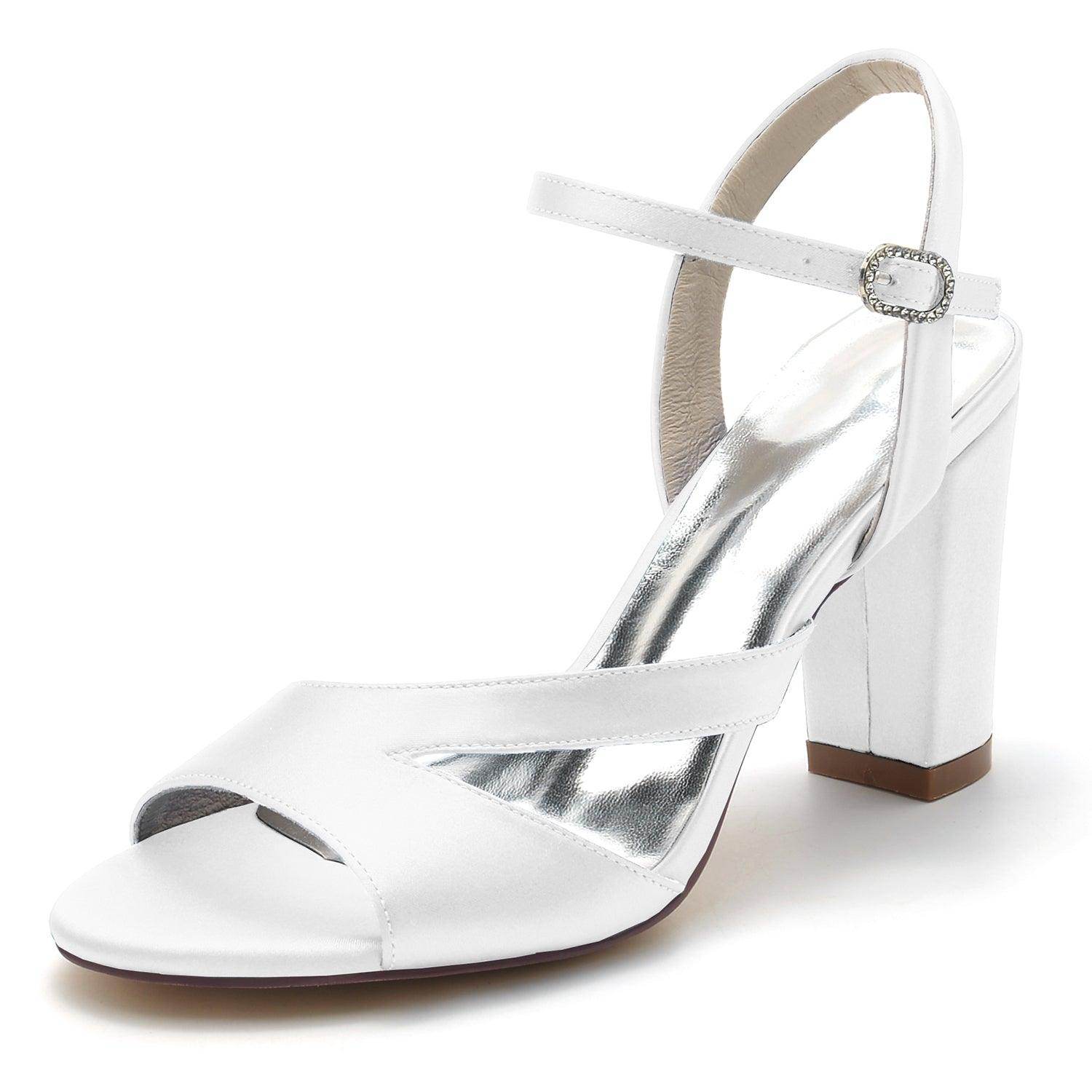 Chunky Heel 8.5cm Silk-Like Shoes CK0295 - COCOMELODY