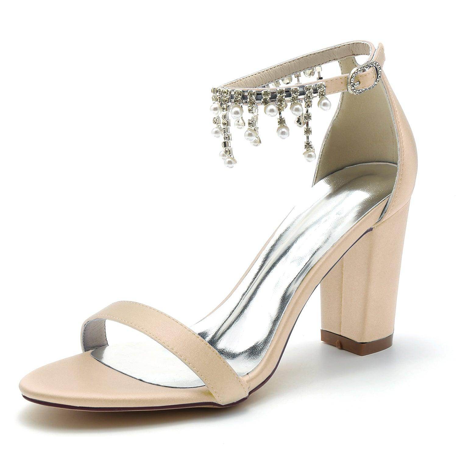 Silver Block Heel Sandals CK0297 - COCOMELODY