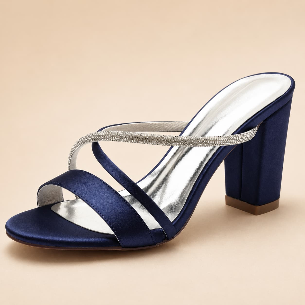Chunky Heel 8.5cm Silk-Like Shoes CK0298 - 10 Days / Dark Blue / 36 - COCOMELODY