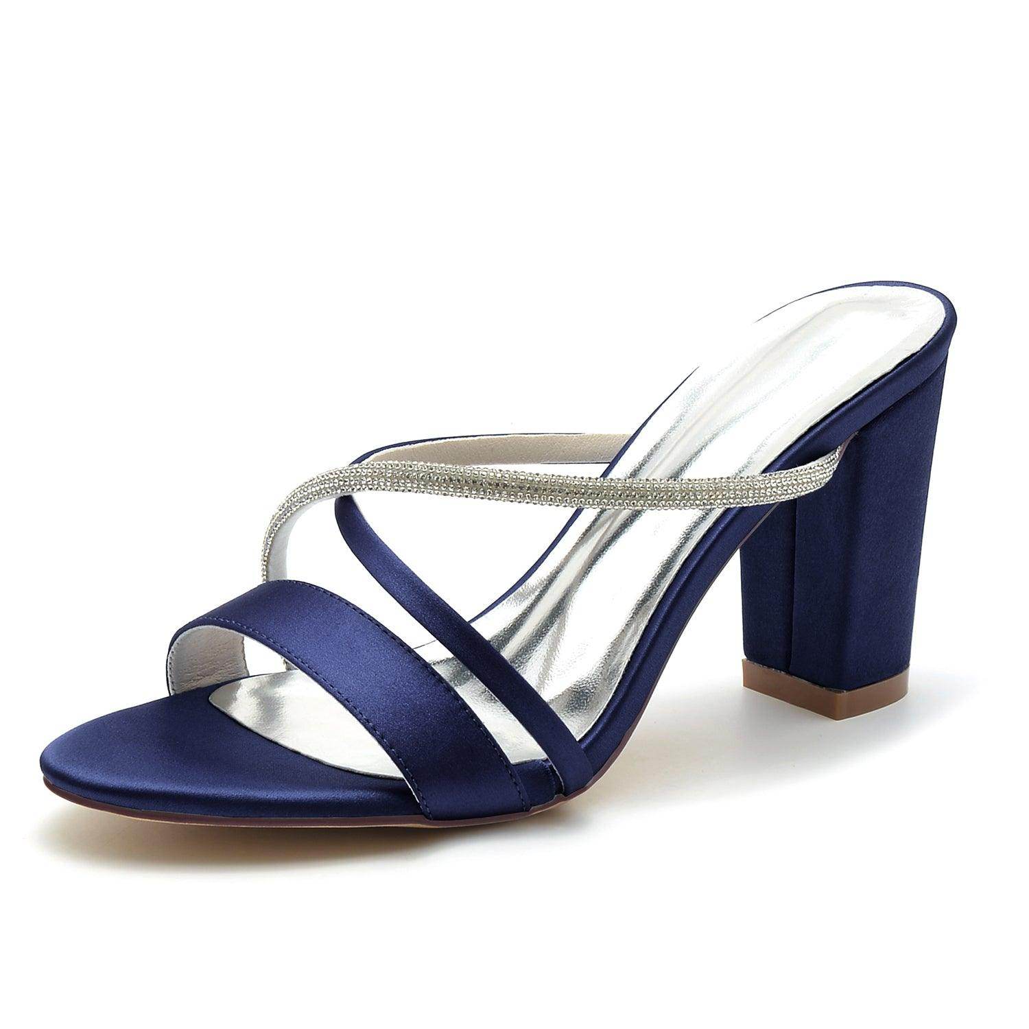 Chunky Heel 8.5cm Silk-Like Shoes CK0298 - COCOMELODY