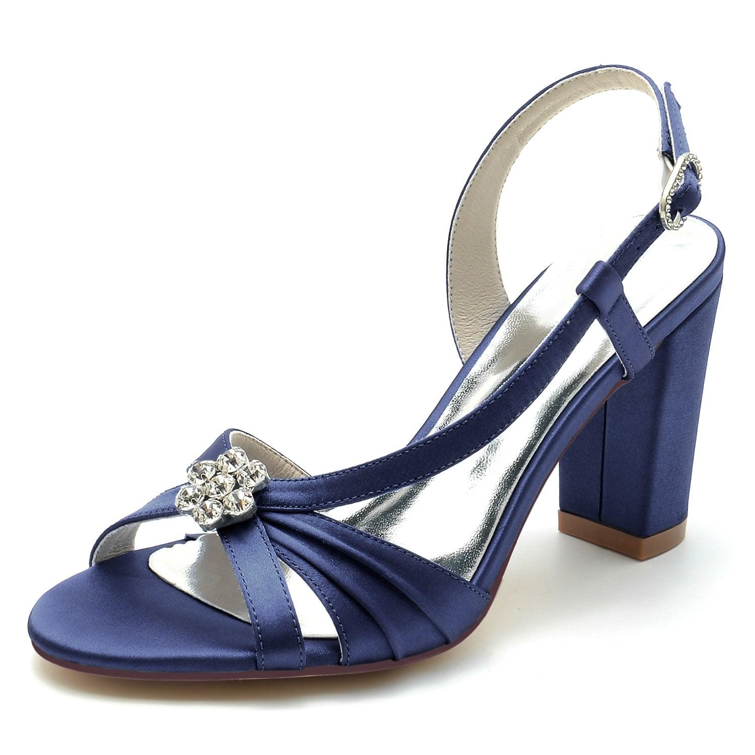 Chunky Heel 8.5cm Silk-Like Shoes CK0302 - COCOMELODY
