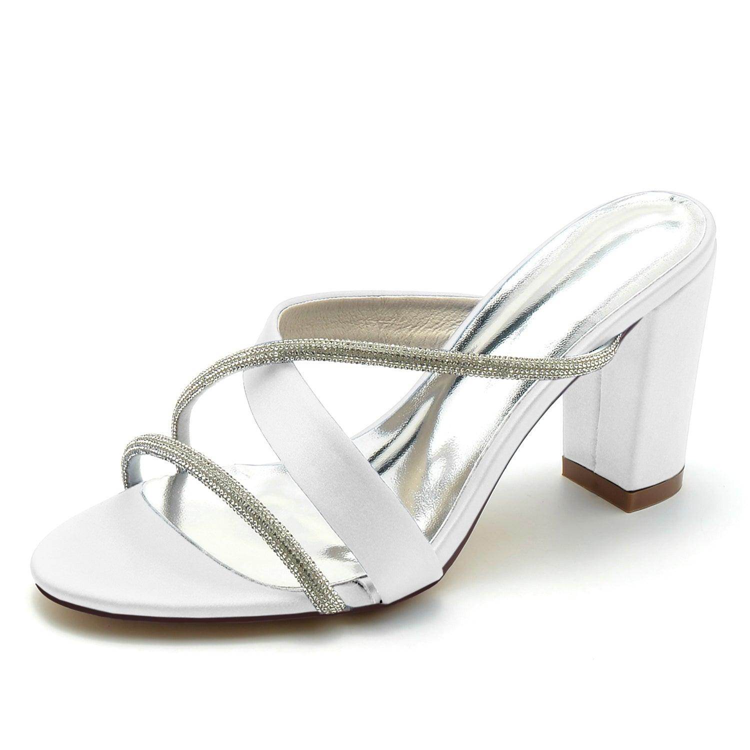 Chunky Heel 8.5cm Silk-Like Shoes CK0311 - COCOMELODY