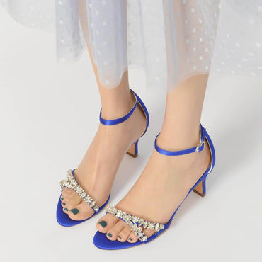 Chunky Heel 6.5cm Silk-Like Shoes CK0312 - COCOMELODY