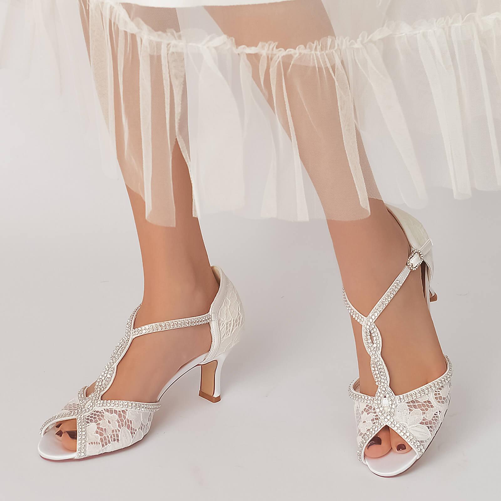 Chunky Heel 6.5cm Silk-Like Lace Shoes CK0318 - COCOMELODY