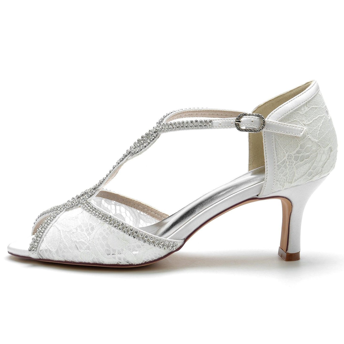 Chunky Heel 6.5cm Silk-Like Lace Shoes CK0318 - COCOMELODY