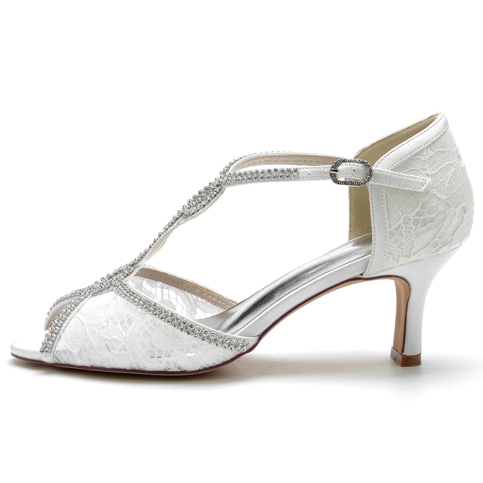 Chunky Heel 6.5cm Silk-Like Lace Shoes CK0318 - COCOMELODY