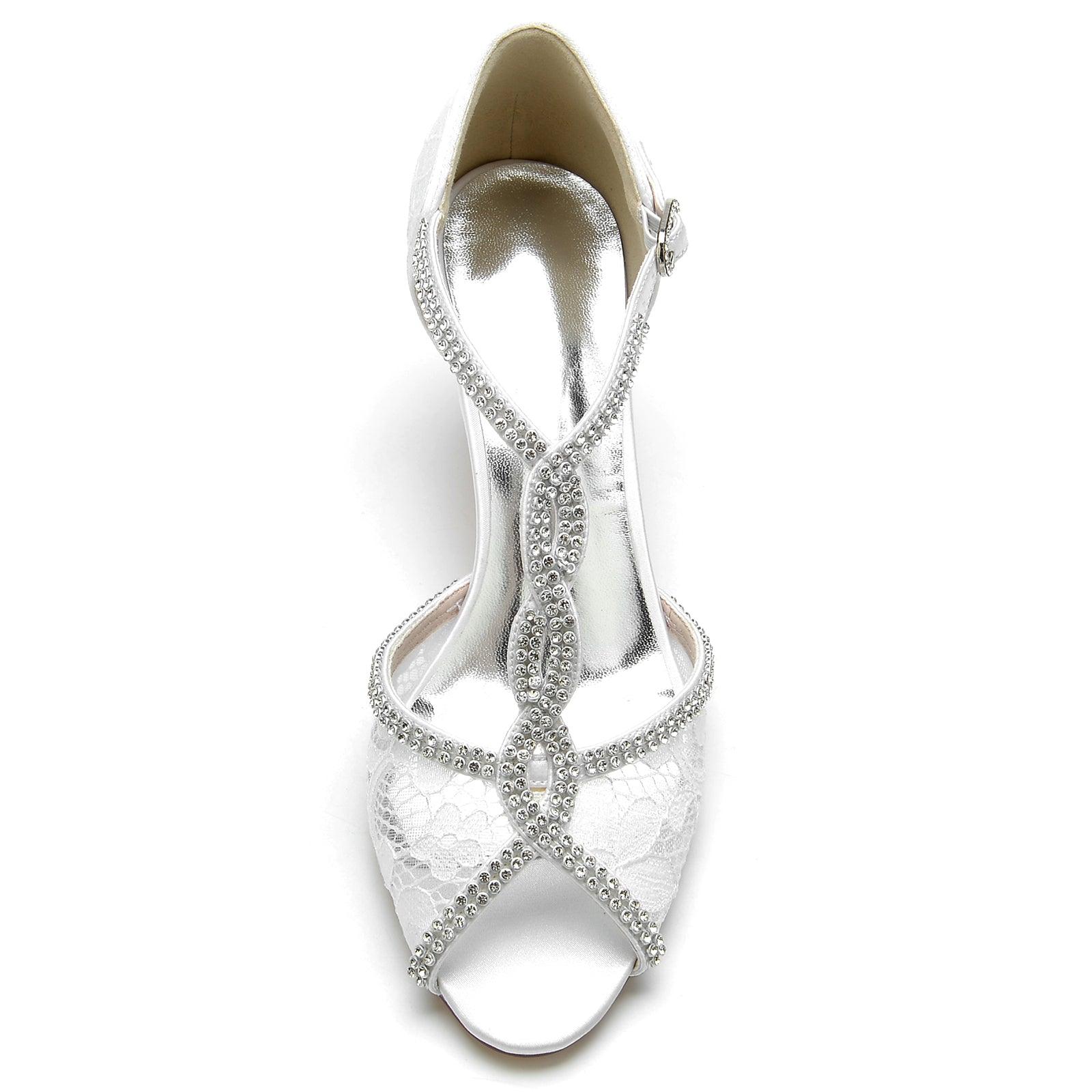 Chunky Heel 6.5cm Silk-Like Lace Shoes CK0318 - COCOMELODY
