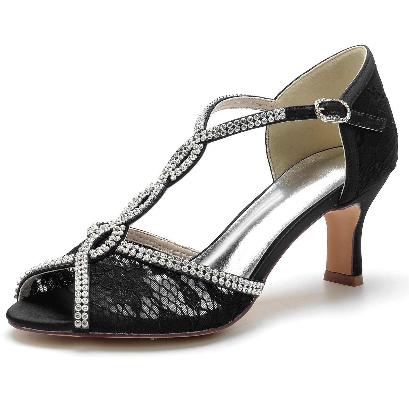 Chunky Heel 6.5cm Silk-Like Lace Shoes CK0318 - COCOMELODY