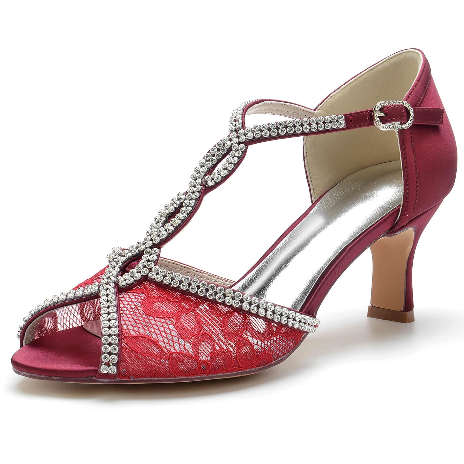 Chunky Heel 6.5cm Silk-Like Lace Shoes CK0318 - COCOMELODY