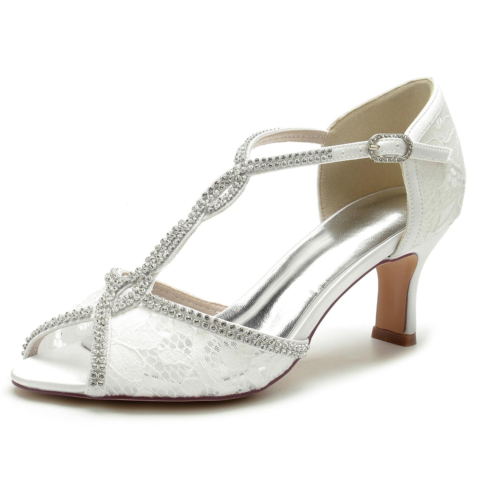 Chunky Heel 6.5cm Silk-Like Lace Shoes CK0318 - COCOMELODY