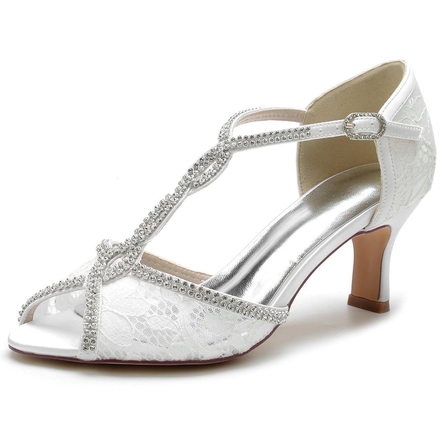 Chunky Heel 6.5cm Silk-Like Lace Shoes CK0318 - COCOMELODY
