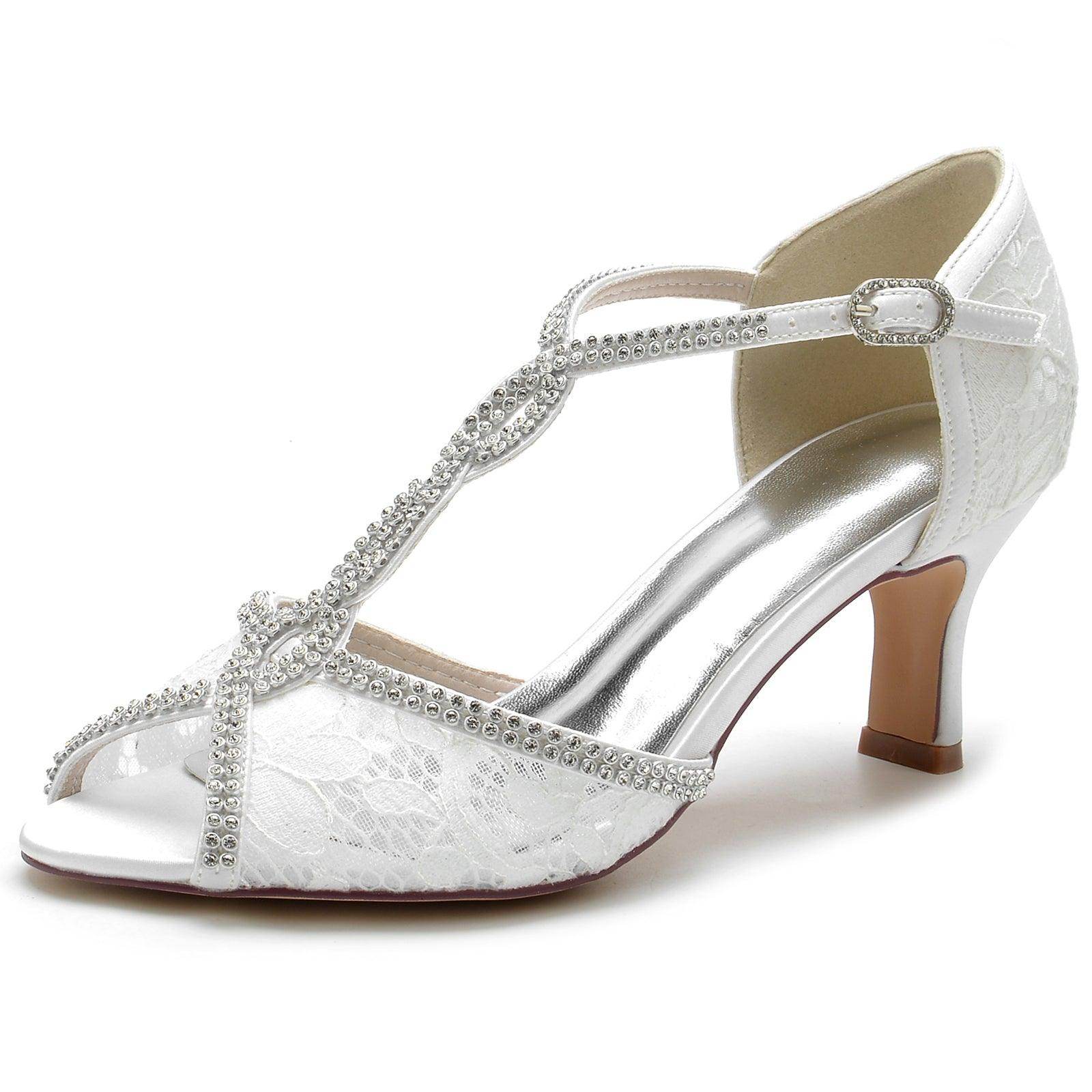Chunky Heel 6.5cm Silk-Like Lace Shoes CK0318 - COCOMELODY