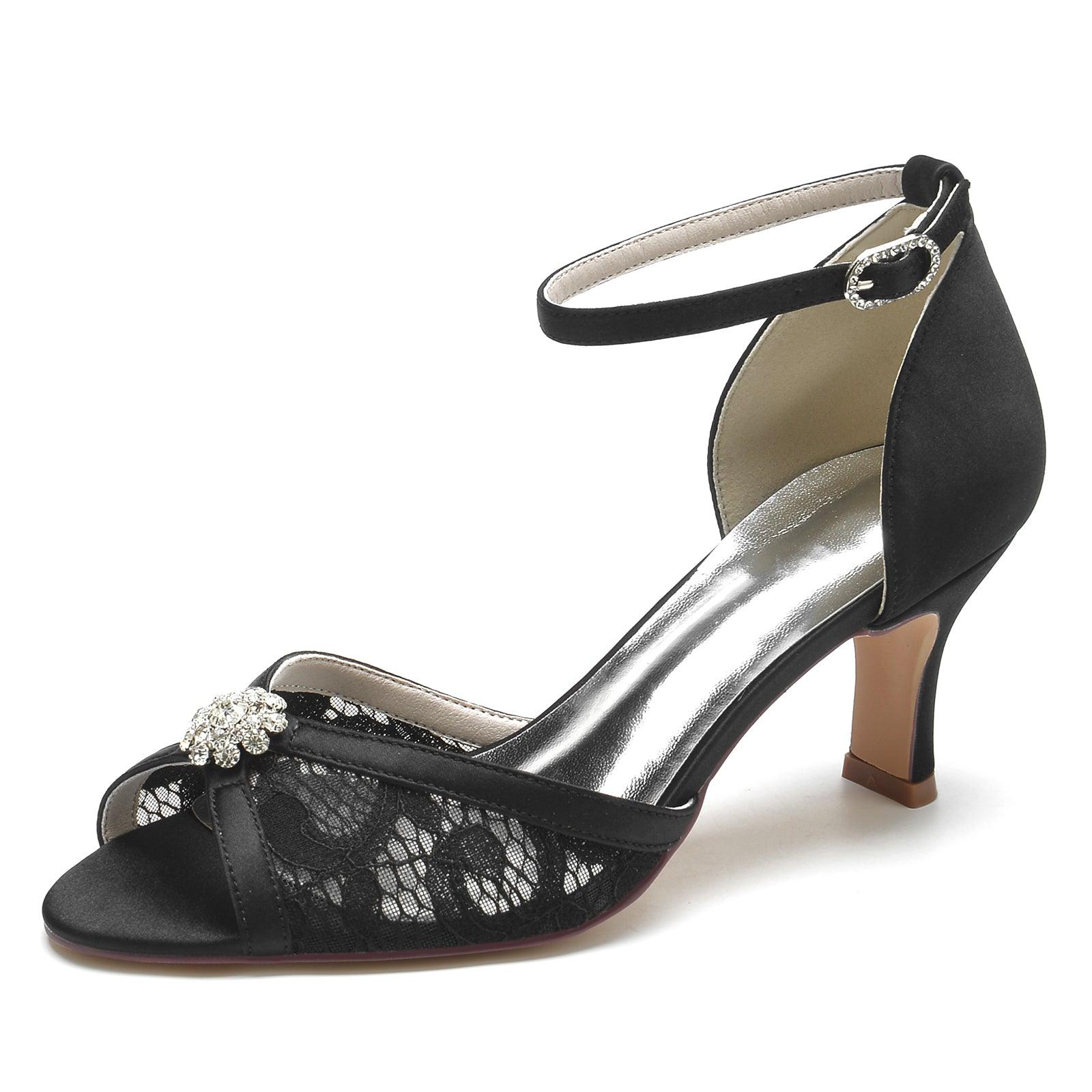 Chunky Heel 6.5cm Silk-Like Lace Shoes CK0326 - COCOMELODY