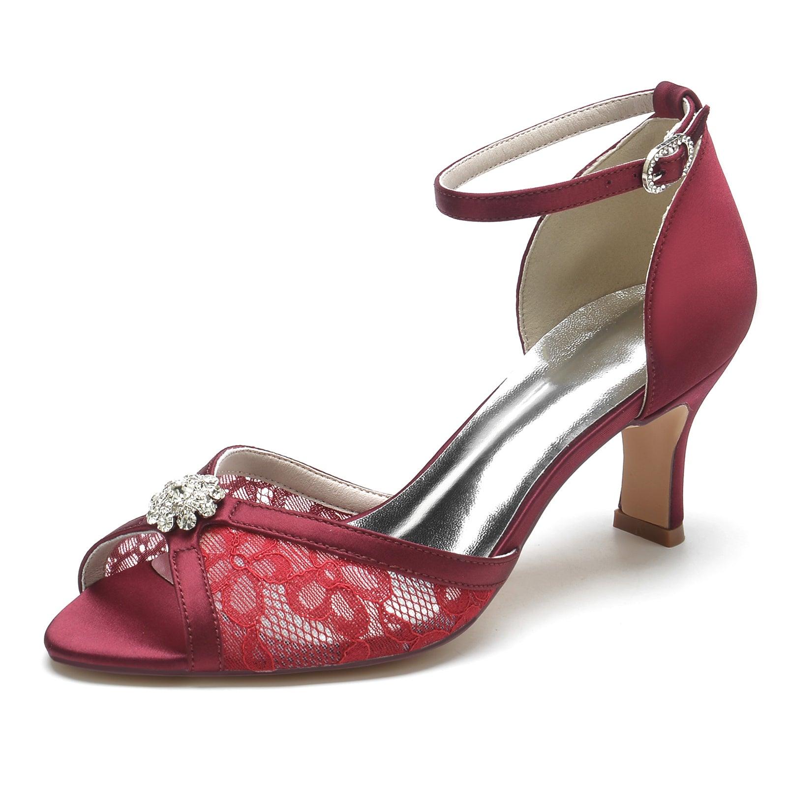 Chunky Heel 6.5cm Silk-Like Lace Shoes CK0326 - COCOMELODY