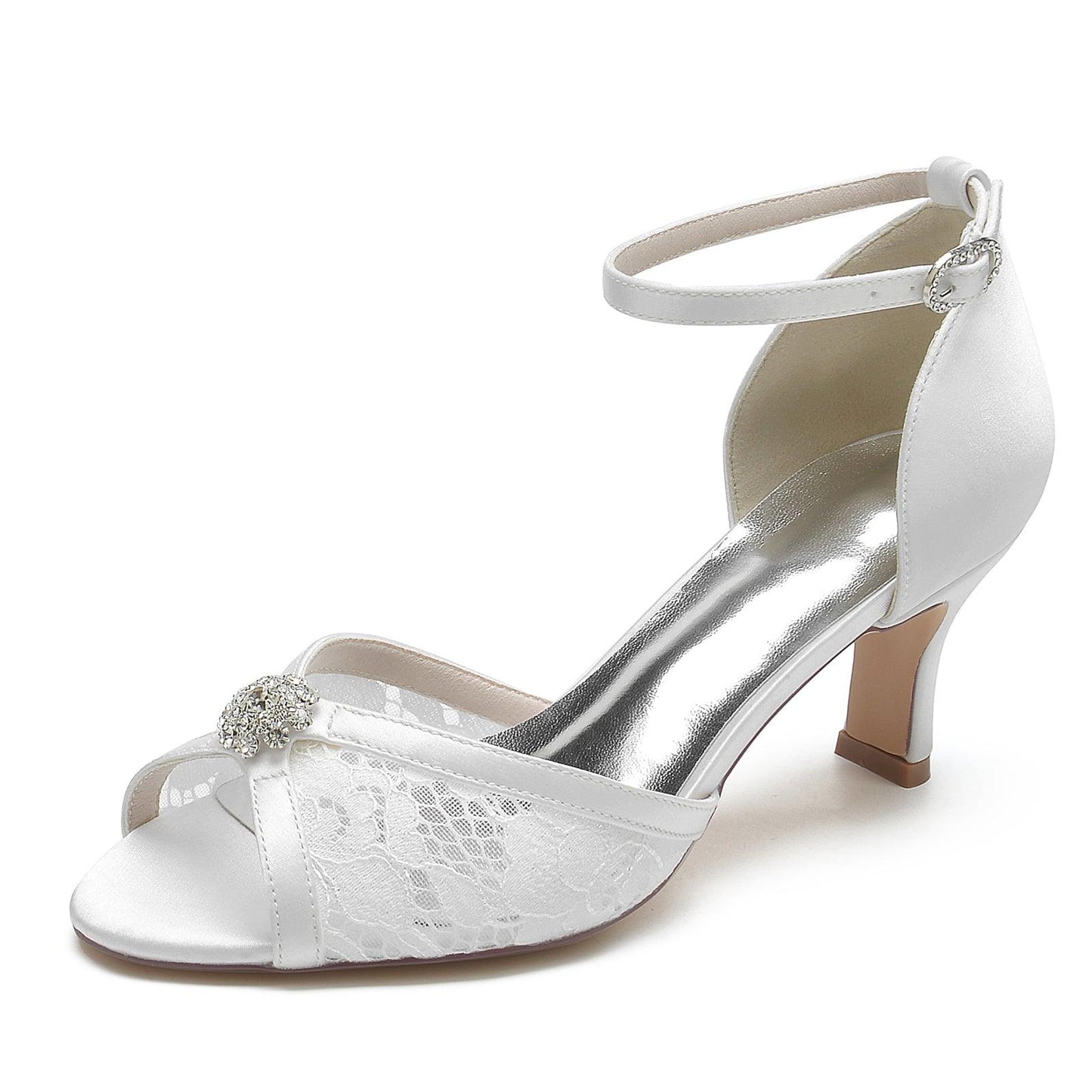 Chunky Heel 6.5cm Silk-Like Lace Shoes CK0326 - COCOMELODY