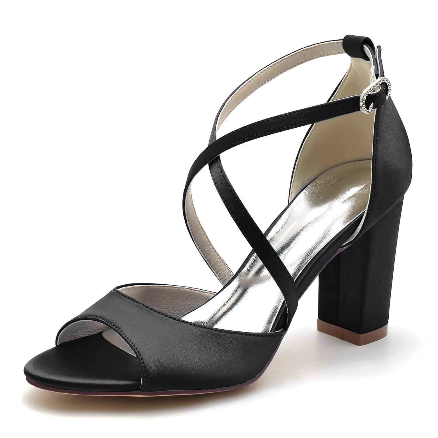 Chunky Heel 8.5cm Silk-Like Shoes CK0346 - COCOMELODY