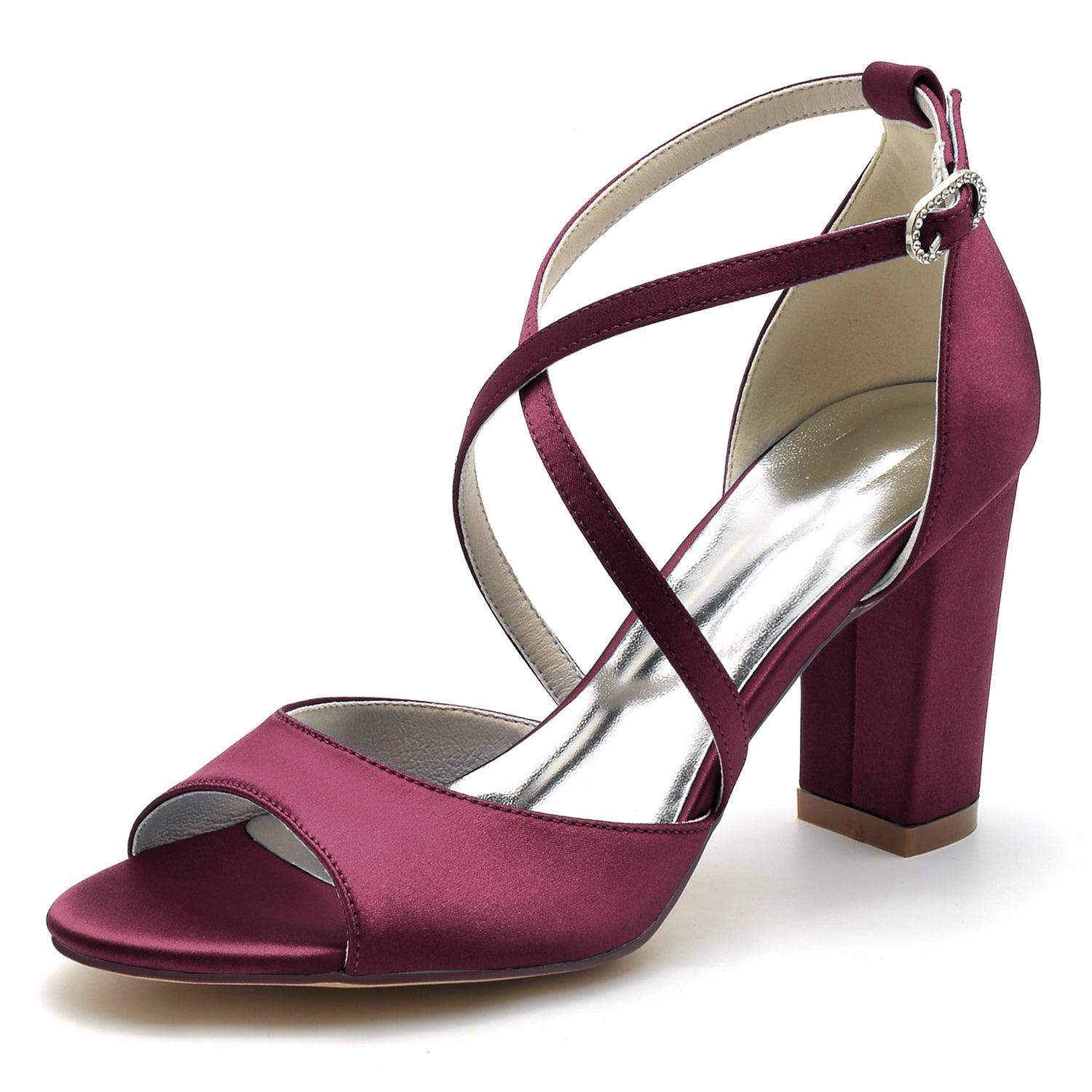 Chunky Heel 8.5cm Silk-Like Shoes CK0346 - COCOMELODY