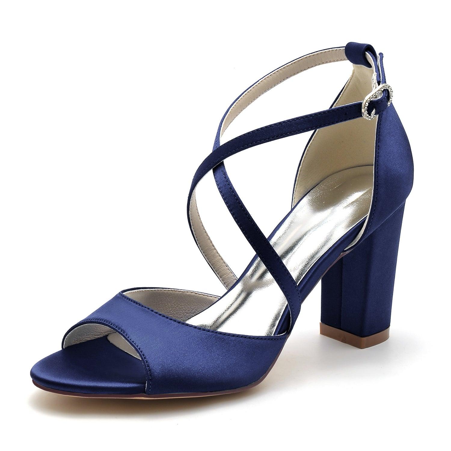 Chunky Heel 8.5cm Silk-Like Shoes CK0346 - COCOMELODY
