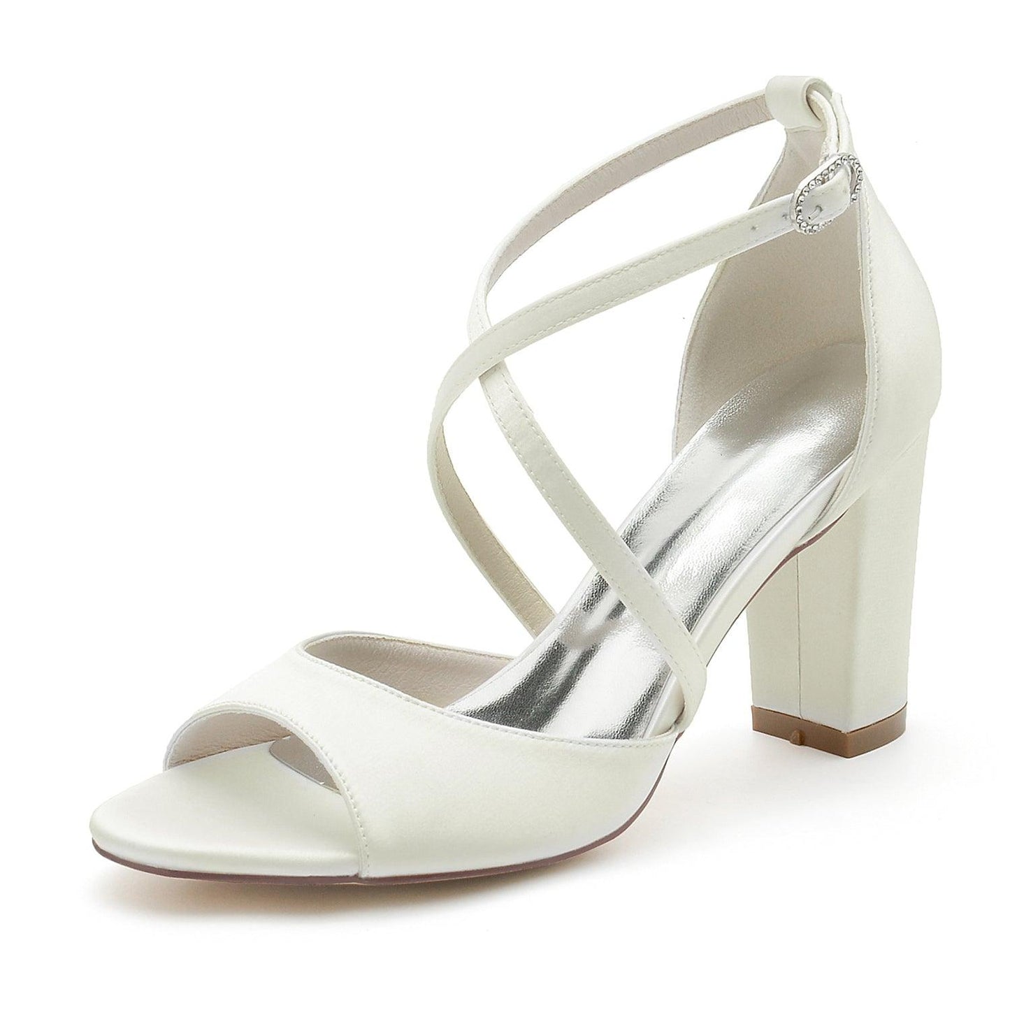 Chunky Heel 8.5cm Silk-Like Shoes CK0346 - COCOMELODY