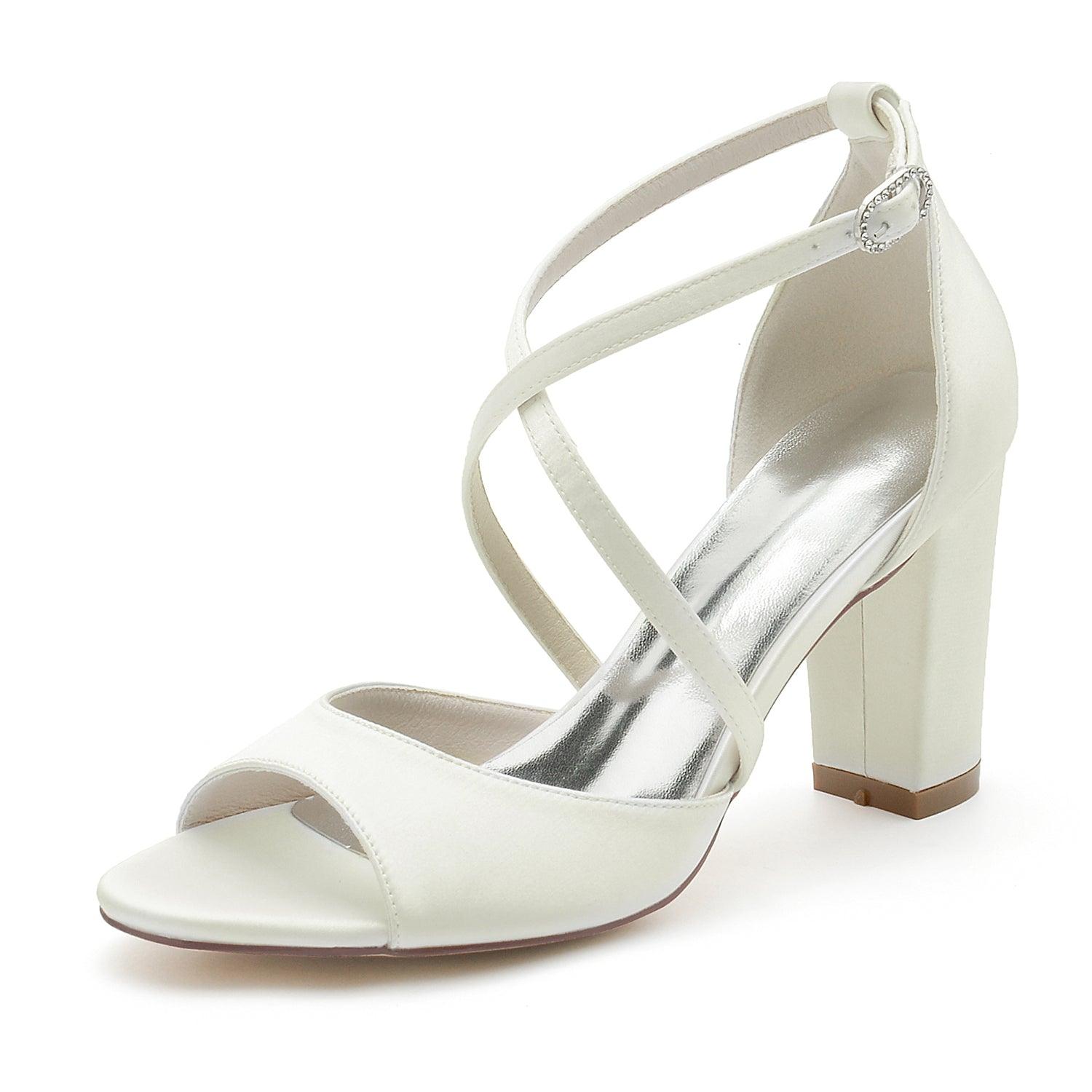 Chunky Heel 8.5cm Silk-Like Shoes CK0346 - COCOMELODY