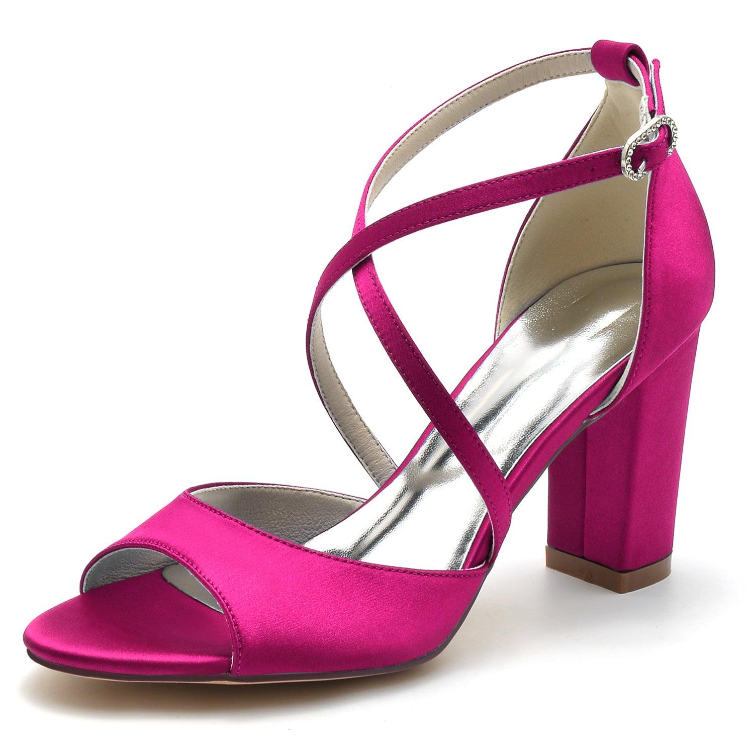 Chunky Heel 8.5cm Silk-Like Shoes CK0346 - COCOMELODY