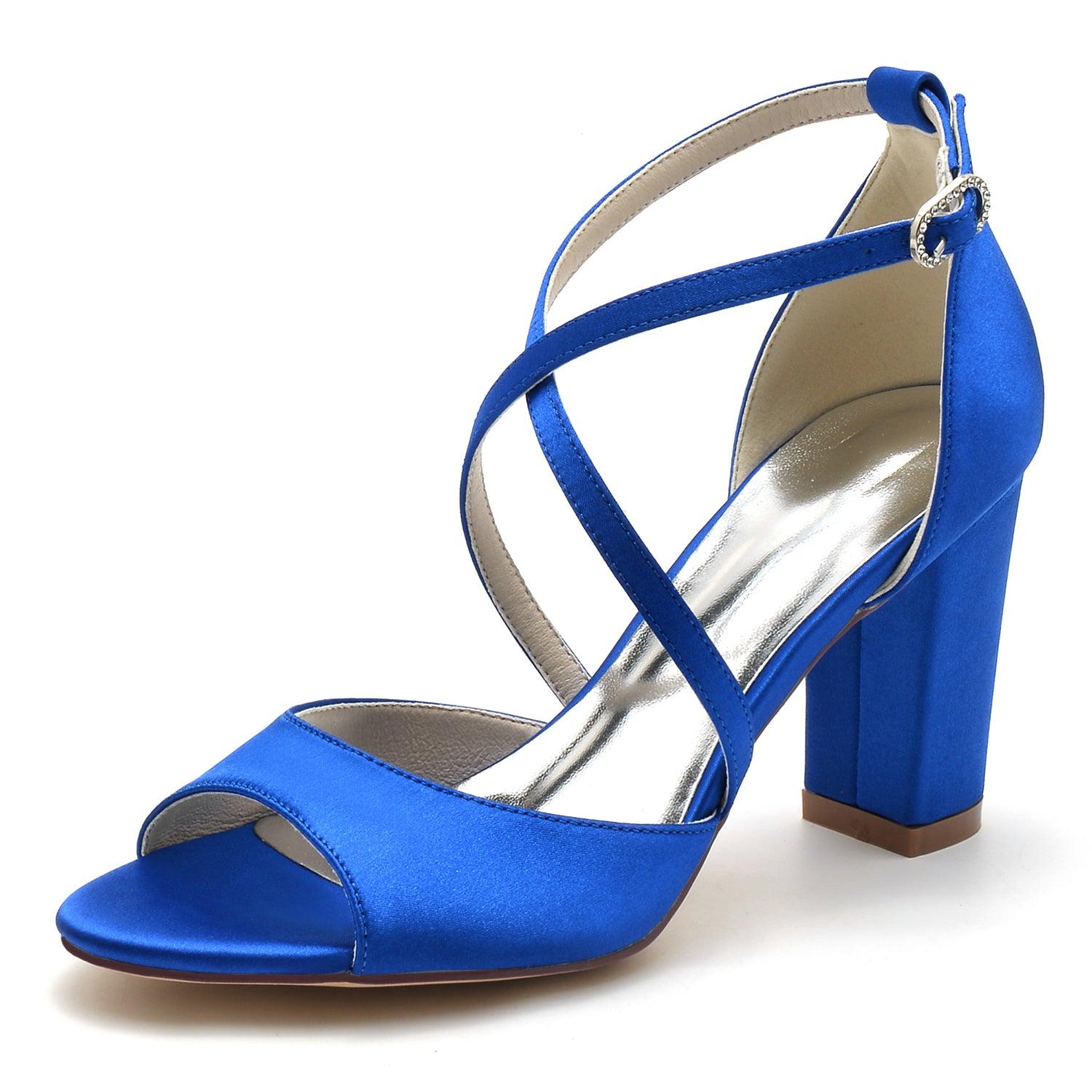 Chunky Heel 8.5cm Silk-Like Shoes CK0346 - COCOMELODY
