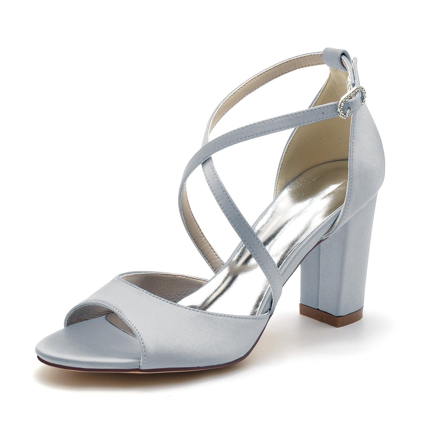 Chunky Heel 8.5cm Silk-Like Shoes CK0346 - COCOMELODY
