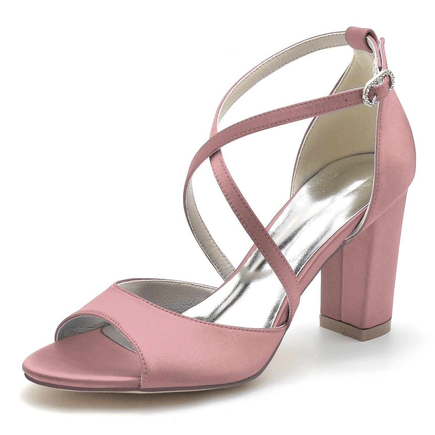 Chunky Heel 8.5cm Silk-Like Shoes CK0346 - COCOMELODY