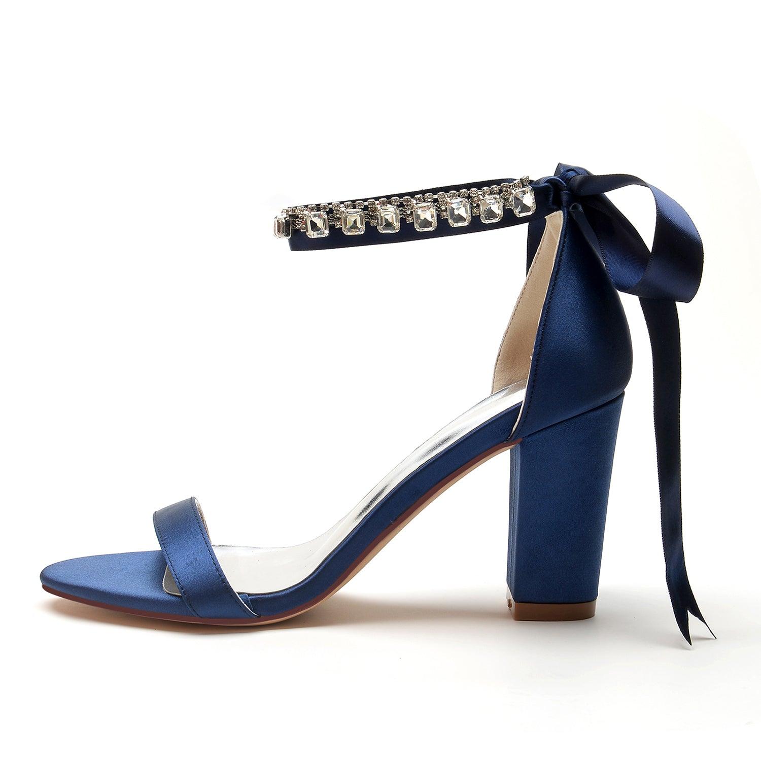Chunky Heel 8.5cm Silk-Like Shoes CK0356 - COCOMELODY