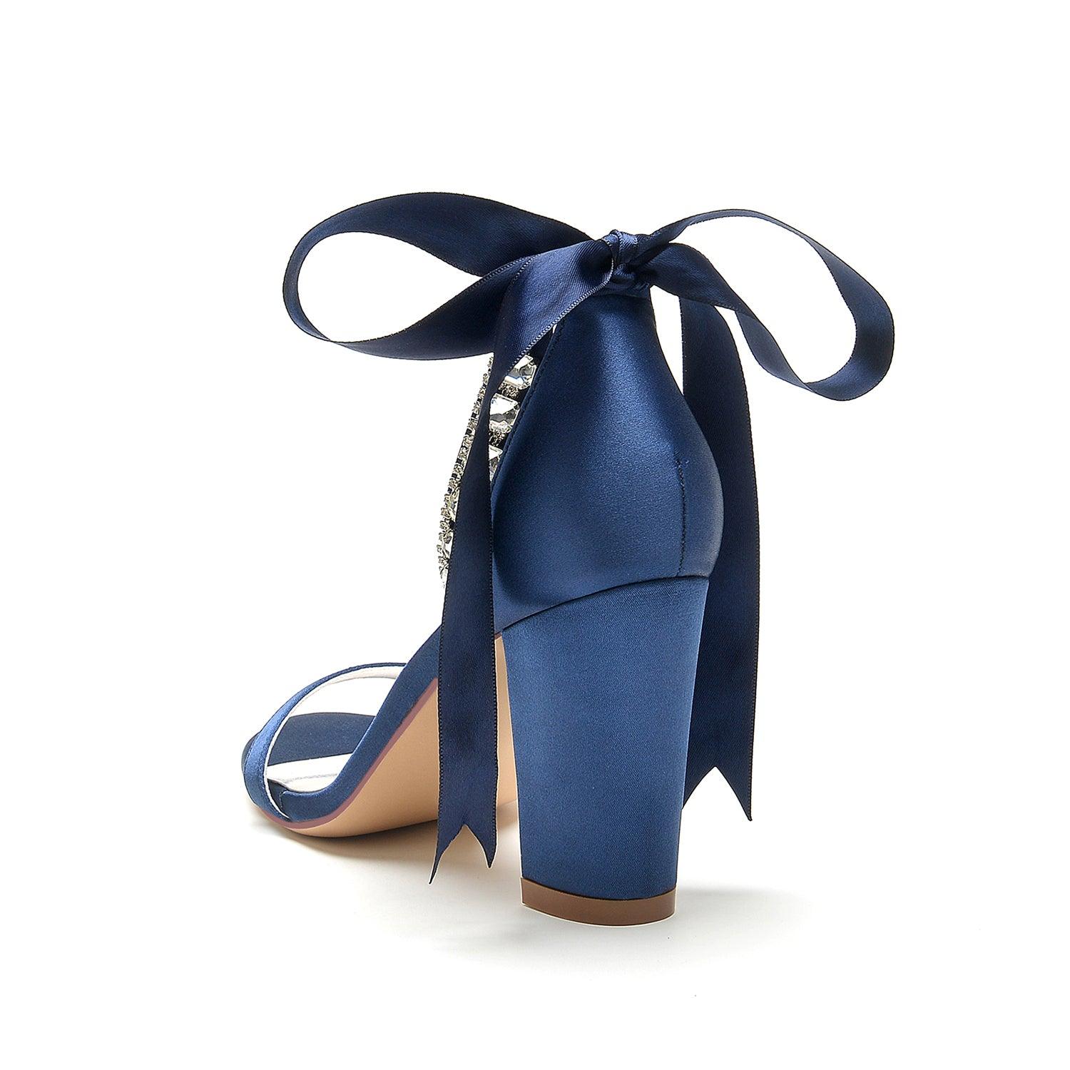 Chunky Heel 8.5cm Silk-Like Shoes CK0356 - COCOMELODY