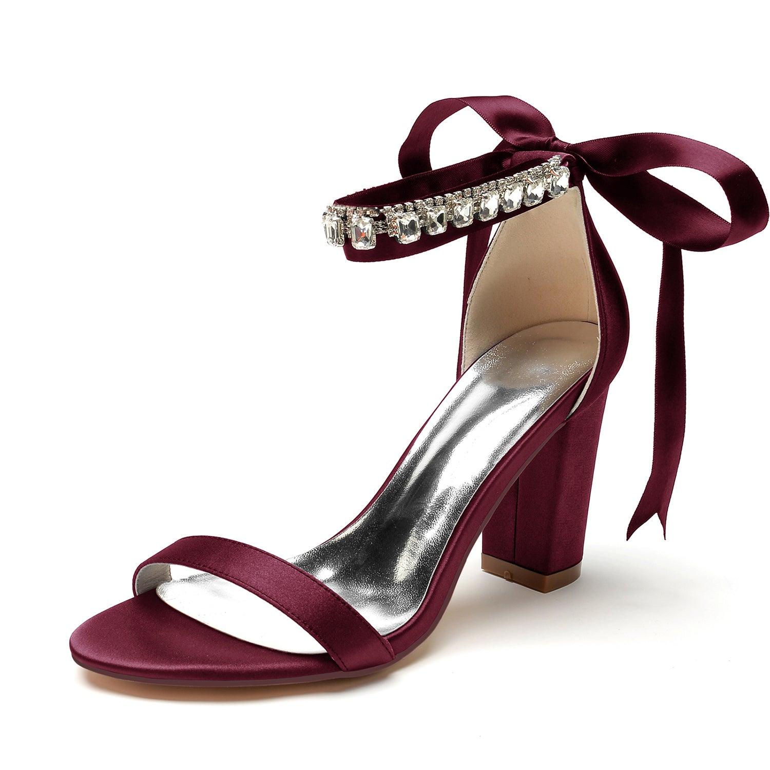 Chunky Heel 8.5cm Silk-Like Shoes CK0356 - COCOMELODY