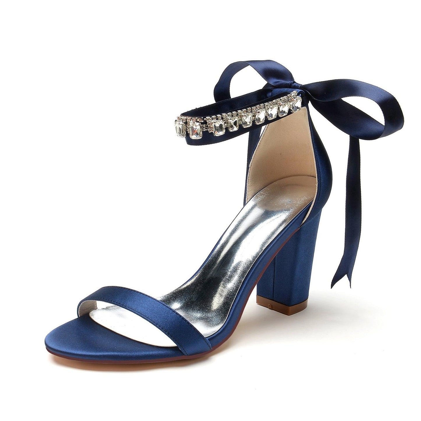 Chunky Heel 8.5cm Silk-Like Shoes CK0356 - COCOMELODY