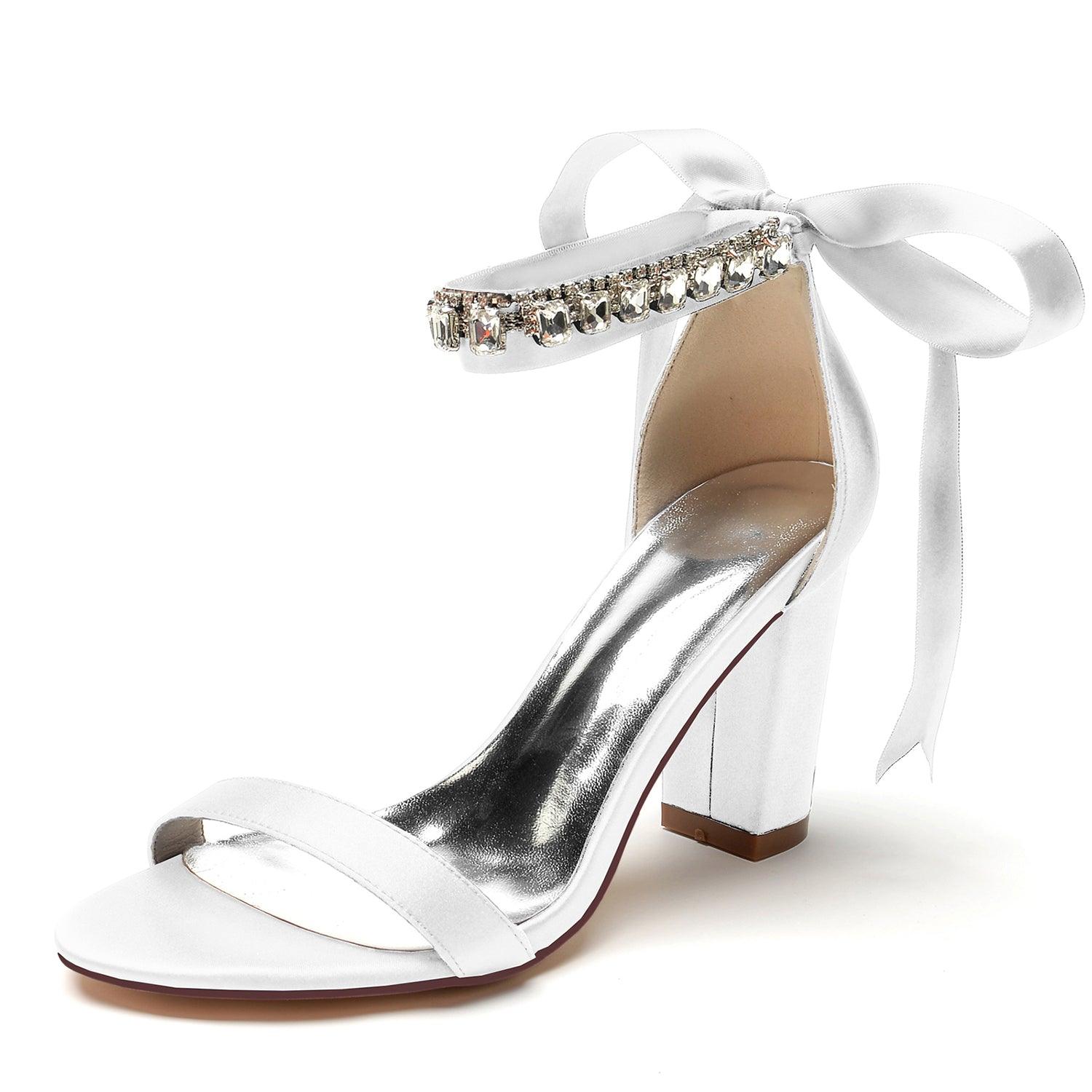 Chunky Heel 8.5cm Silk-Like Shoes CK0356 - COCOMELODY