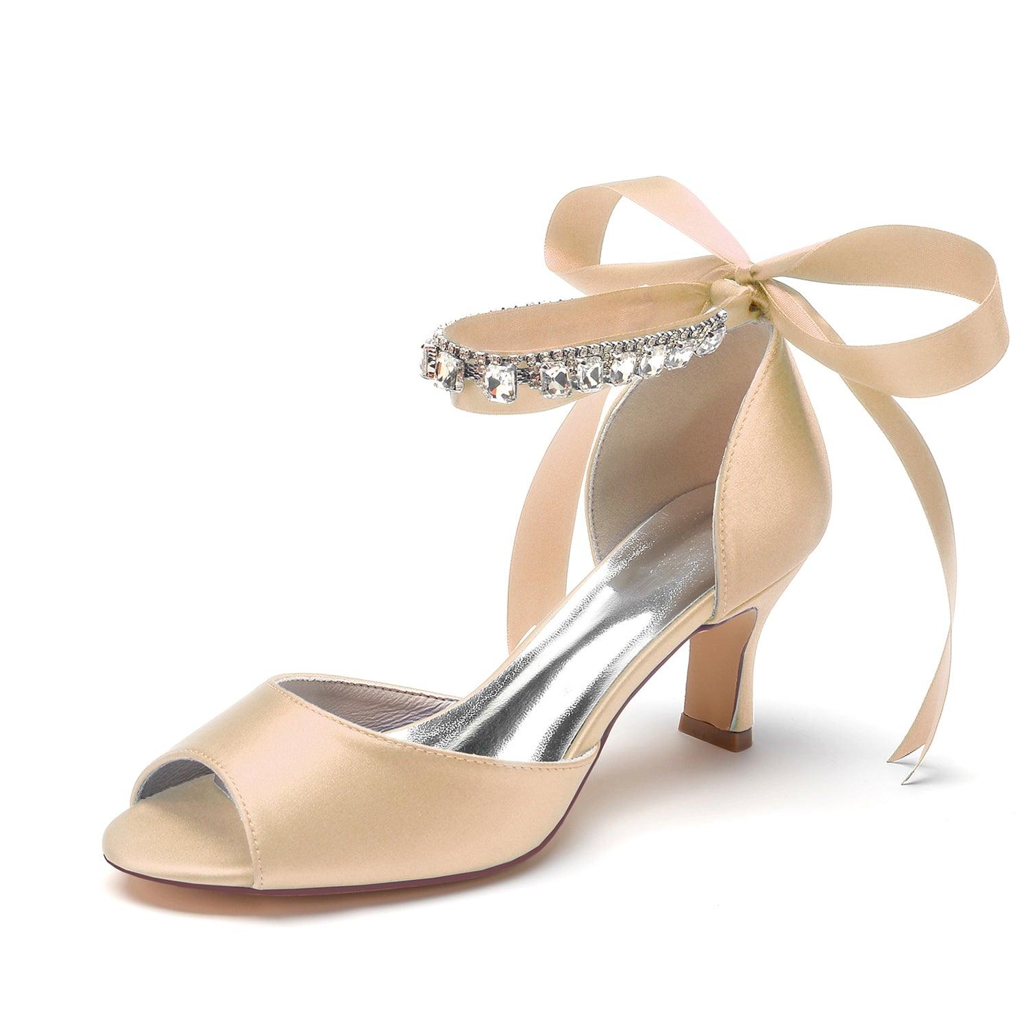 Chunky Heel 6.5cm Silk-Like Shoes CK0367 - COCOMELODY