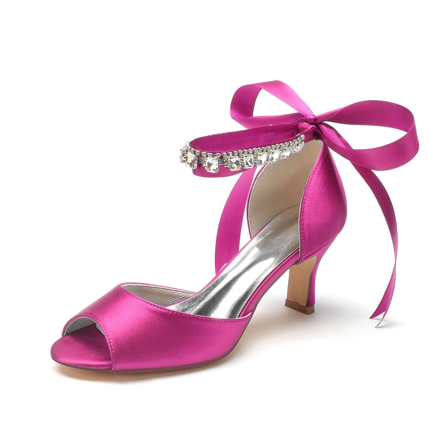 Chunky Heel 6.5cm Silk-Like Shoes CK0367 - COCOMELODY