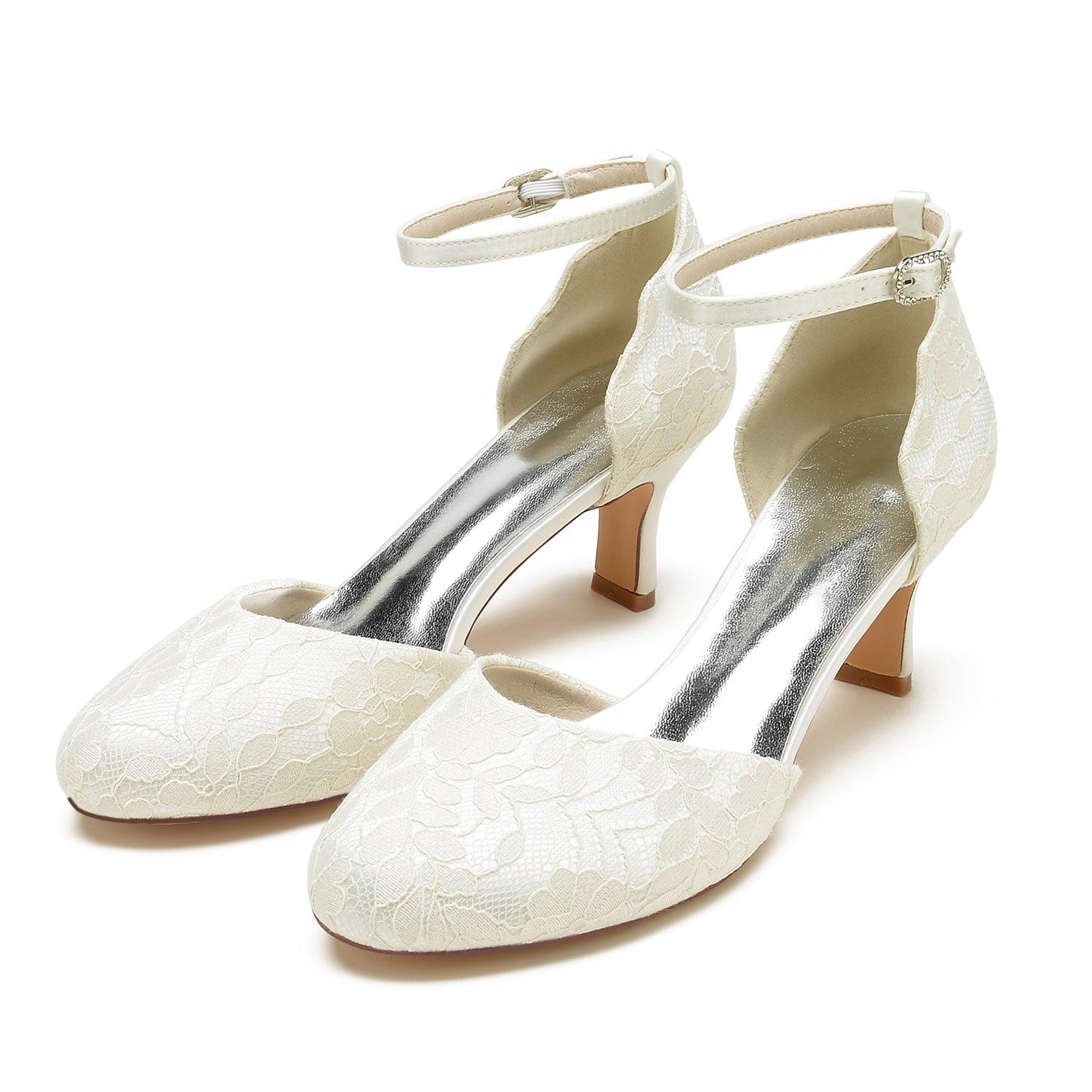 Chunky Heel 6.5cm Silk-Like Lace Shoes CK0370 - COCOMELODY
