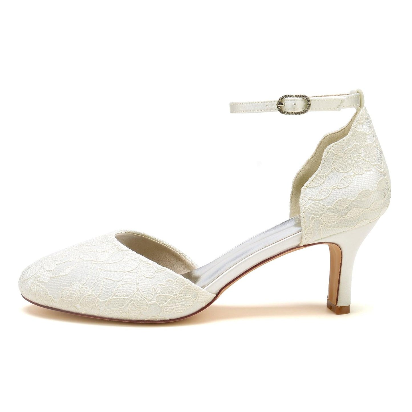 Chunky Heel 6.5cm Silk-Like Lace Shoes CK0370 - COCOMELODY