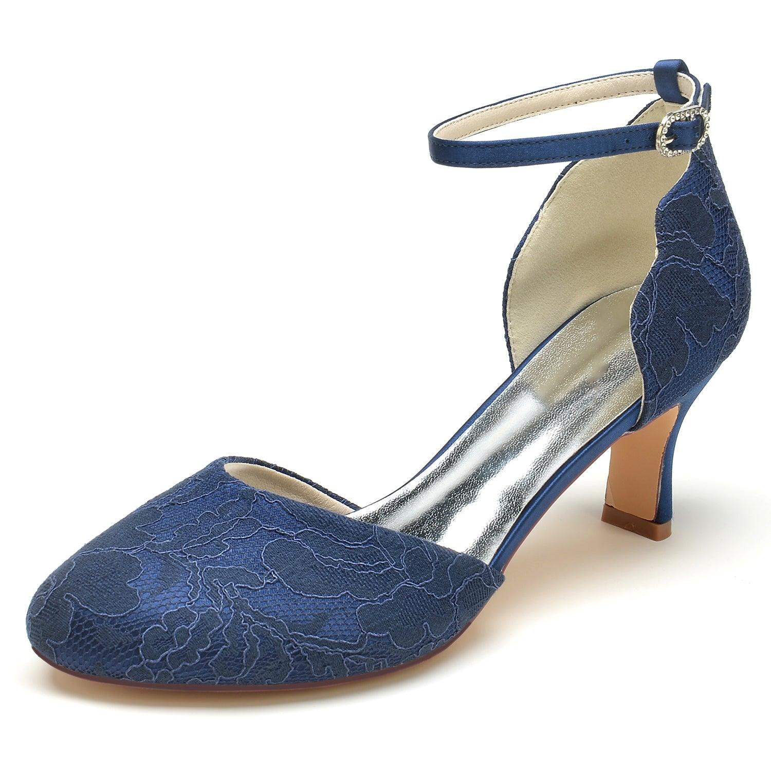 Chunky Heel 6.5cm Silk-Like Lace Shoes CK0370 - COCOMELODY
