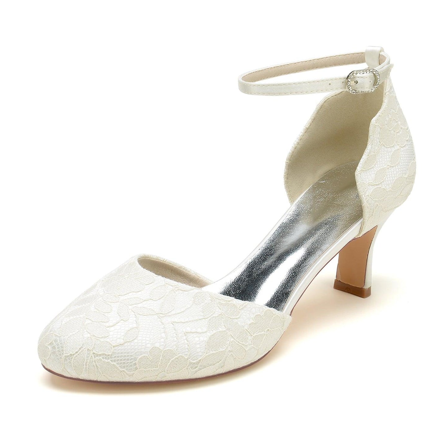 Chunky Heel 6.5cm Silk-Like Lace Shoes CK0370 - COCOMELODY