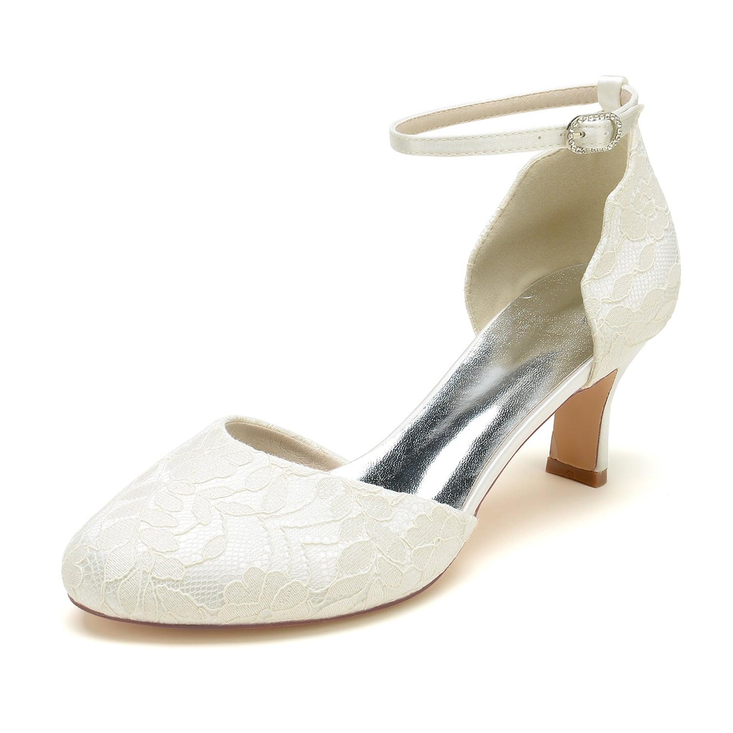Chunky Heel 6.5cm Silk-Like Lace Shoes CK0370 - COCOMELODY