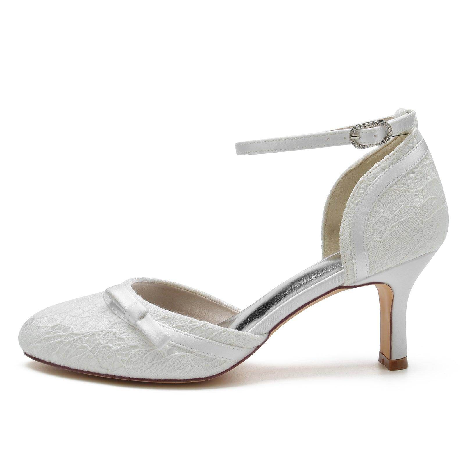 Chunky Heel 6.5cm Silk-Like Lace Shoes CK0372 - COCOMELODY