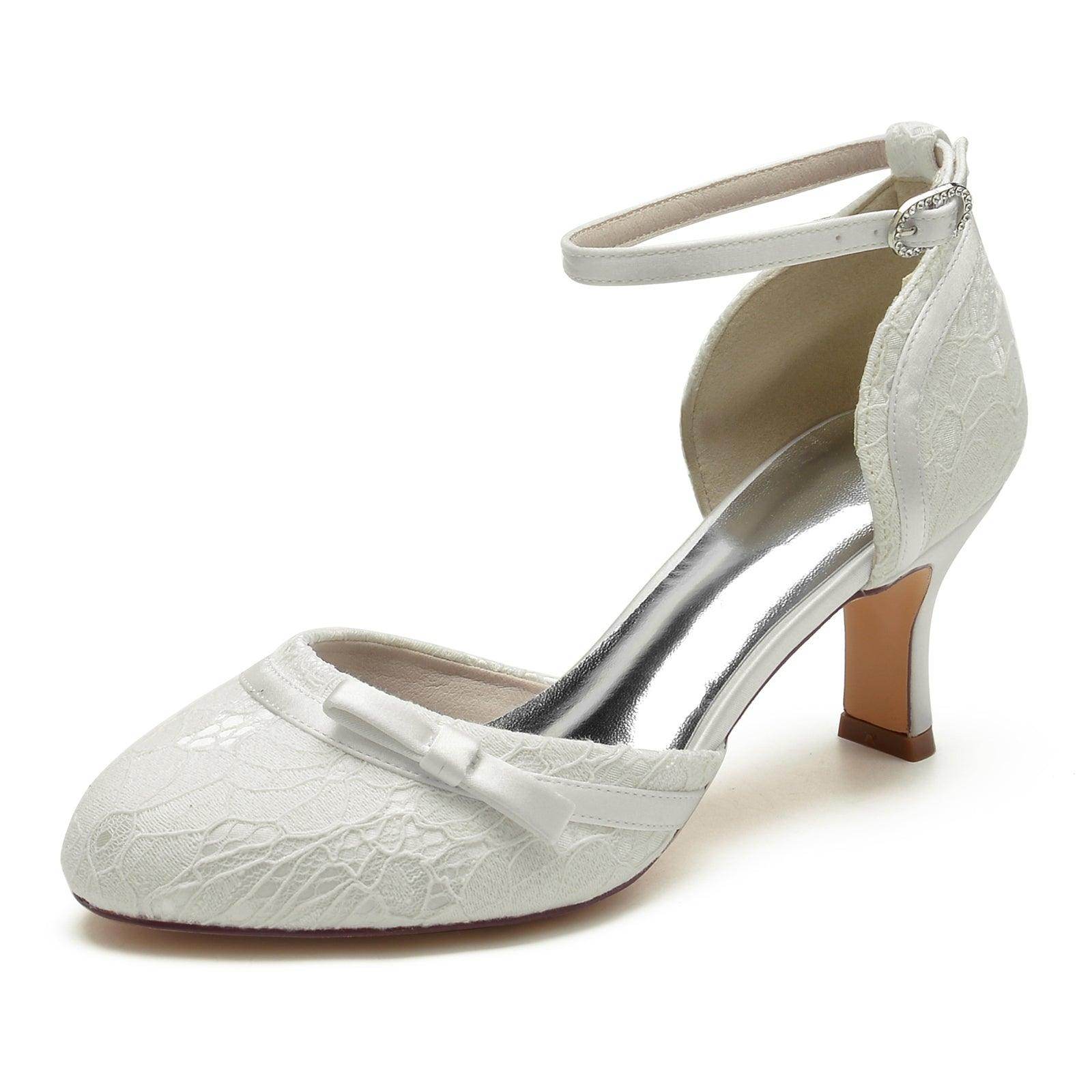 Chunky Heel 6.5cm Silk-Like Lace Shoes CK0372 - COCOMELODY