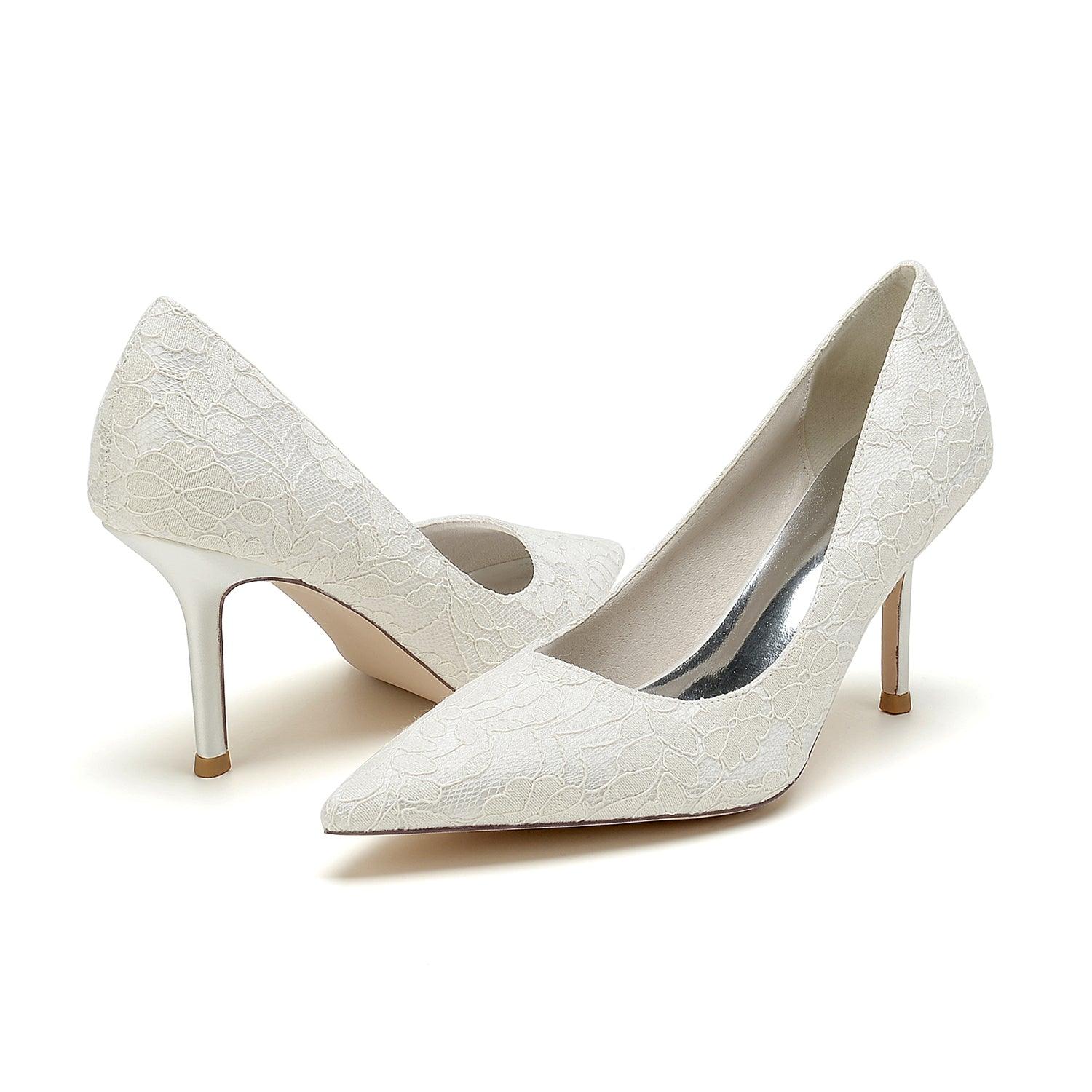 Stiletto Heel 8.5cm Silk-Like Lace Shoes CK0376 - COCOMELODY